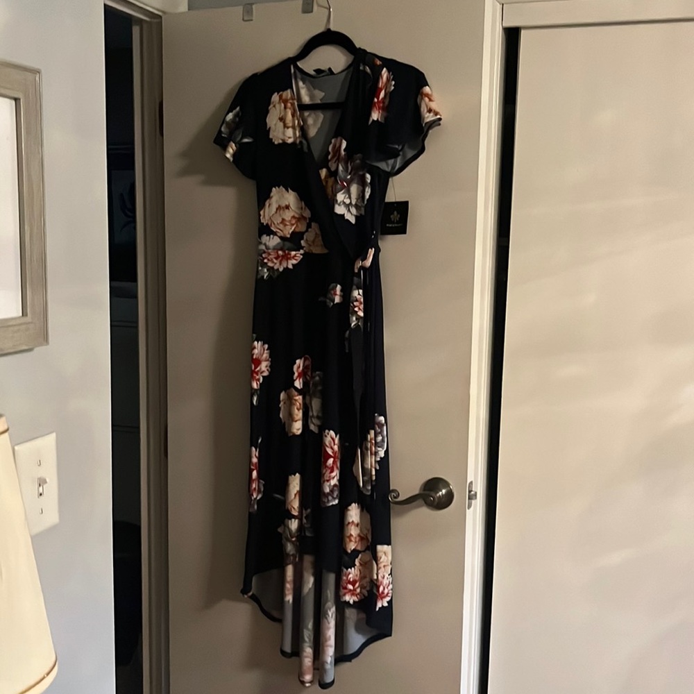 Floral flowing soft cotton navy dress